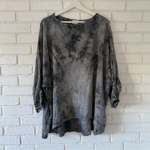 Oh My Gauze Lorraine Gray Tie Dye Top Shirt Blouse Women’s One Size